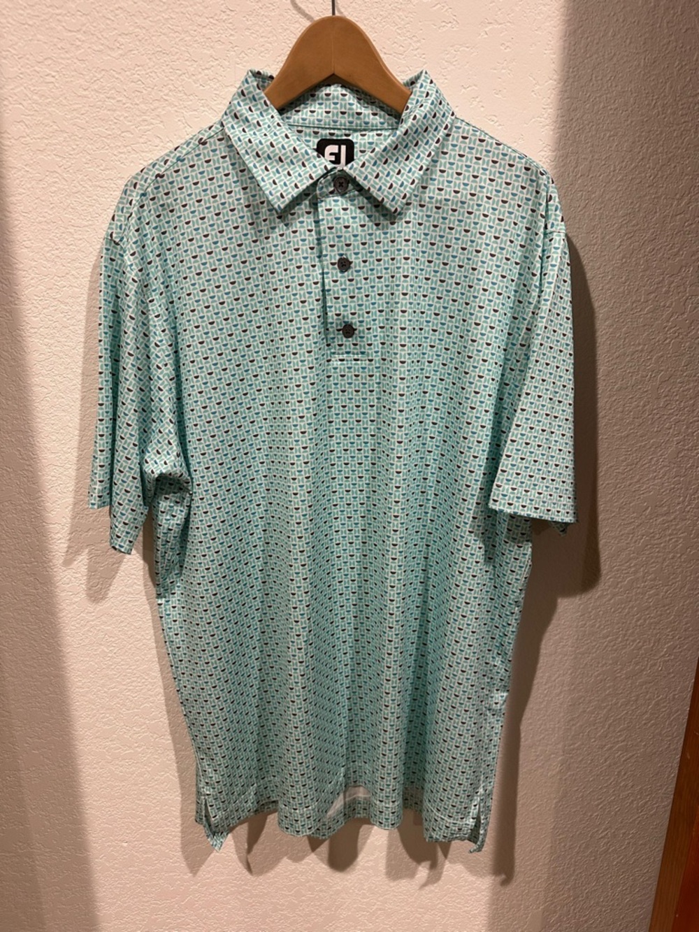 FootJoy Men’s Mint Green Printed Performance Polo (Golf)